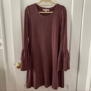 LOFT ball sleeve swing sweater dress in berry size M